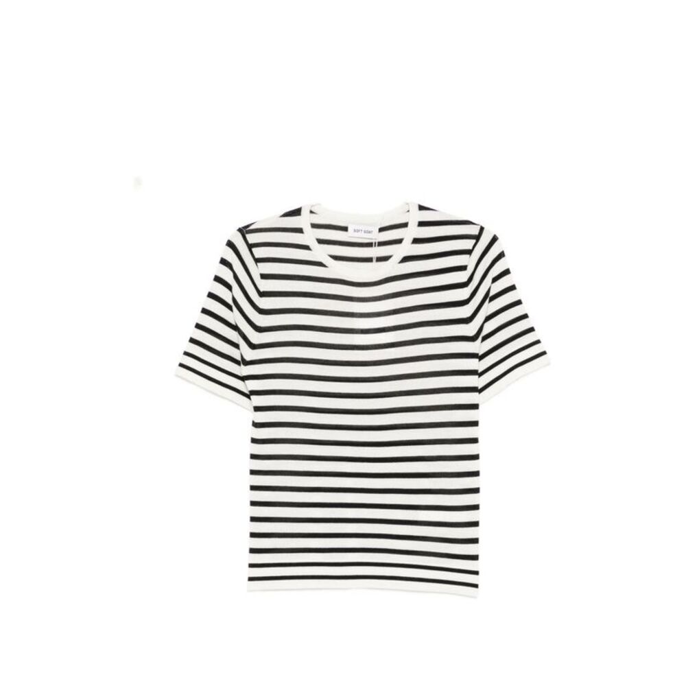 Soft Goat Women Silk And Cashmere Striped T-Shirt
